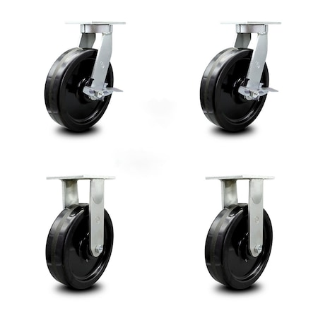 Service Caster 10 Inch Heavy Duty Phenolic Wheel Caster Swivel Lock and Brake 2 Rigid SCC, 2PK SCC-KP92S1030-PHR-SLB-BSL-2-R-2